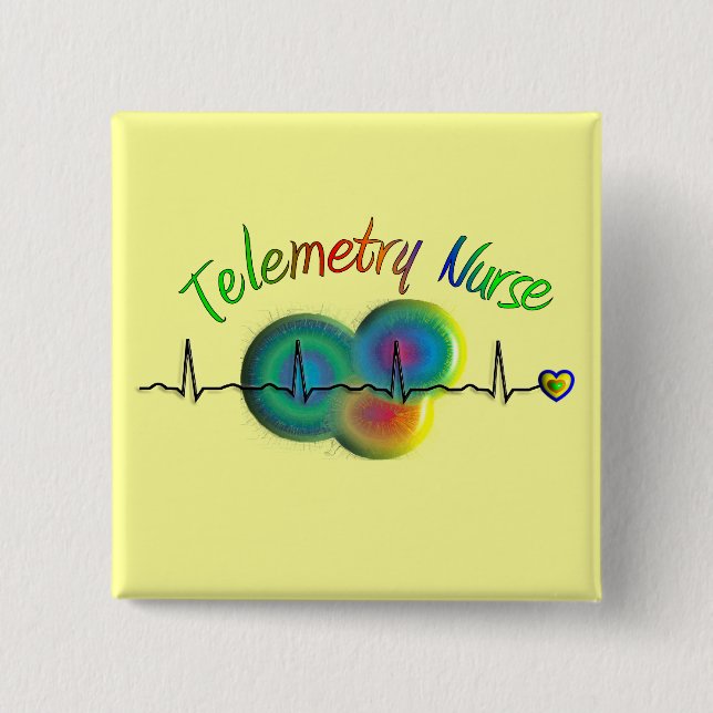Telemetry Nurse Gifts 2 Inch Square Button (Front)