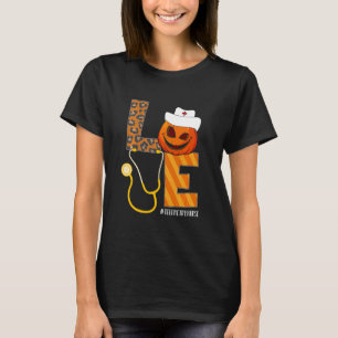 Telemetry Nurse Halloween Pumpkin Leopard Love Nur T-Shirt