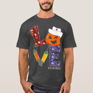 Telemetry Nurse Love Nurse Life Halloween Pumpkin T-Shirt