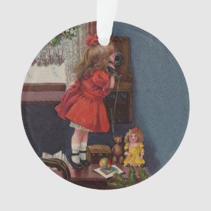 Téléphone Antique de Petite Fille de Noël