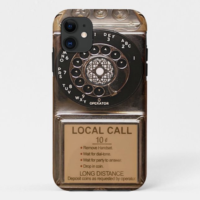 Telephone antique rotary pay phone rugged Case-Mate iPhone case (Back)