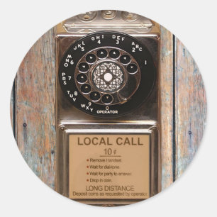 Telephone antique rotary pay phone rugged classic round sticker