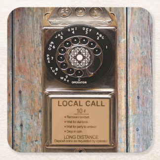 Telephone antique rotary pay phone rugged square paper coaster