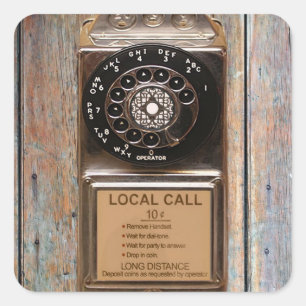 Telephone antique rotary pay phone rugged square sticker