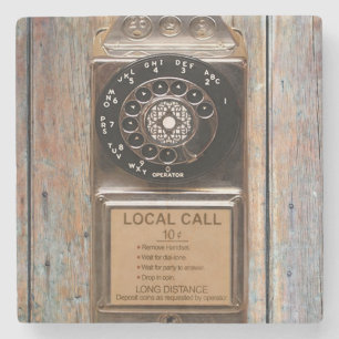 Telephone antique rotary pay phone rugged stone coaster