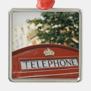 Telephone booth in London England Metal Ornament