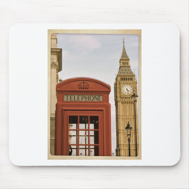 Telephone Box and Tower of Big Ben Mouse Pad (Front)