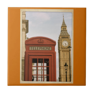Telephone Box and Tower of Big Ben Tile