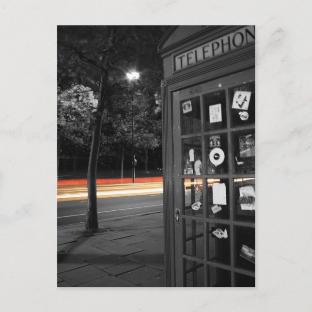 Telephone box and trail of lights Post card (Front)