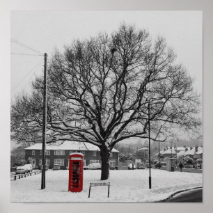 Telephone Box in the Snow Poster