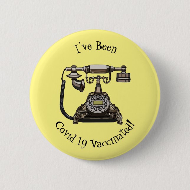 Telephone cartoon illustration 2 inch round button (Front)