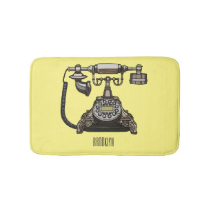Telephone cartoon illustration bath mat