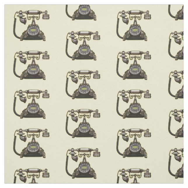 Telephone cartoon illustration fabric (Swatch)