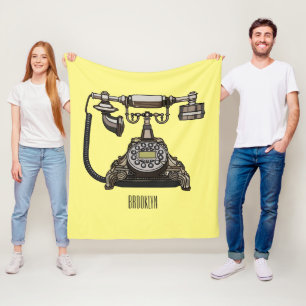 Telephone cartoon illustration fleece blanket