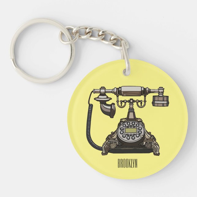 Telephone cartoon illustration keychain (Front)