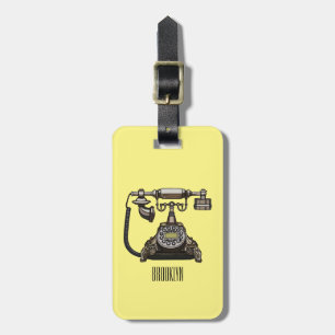 Telephone cartoon illustration luggage tag