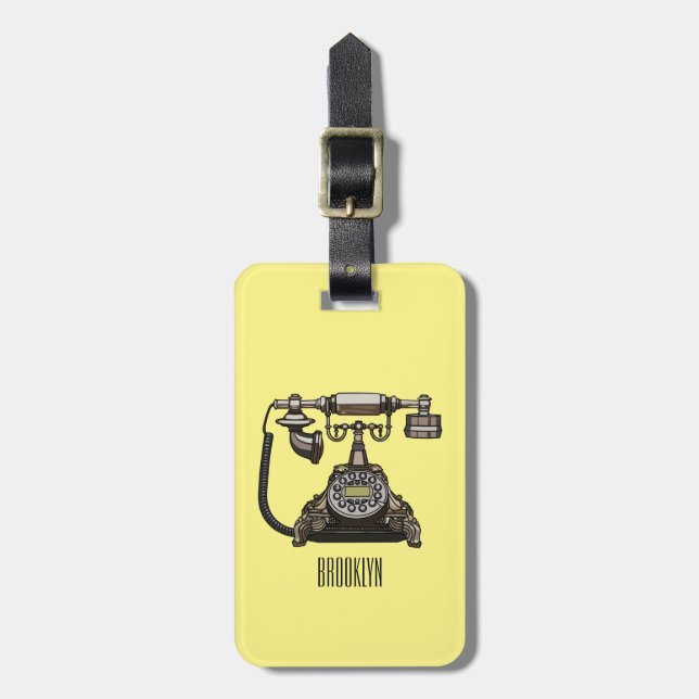 Telephone cartoon illustration luggage tag (Front Vertical)