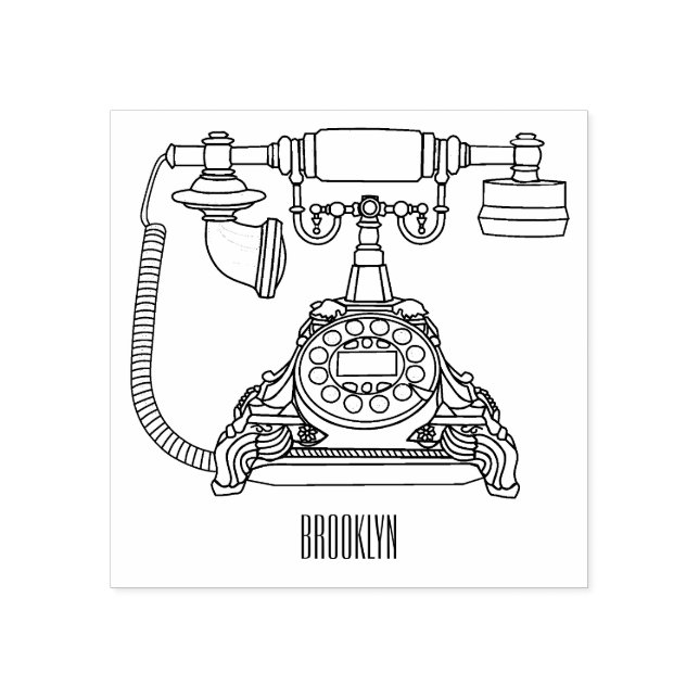 Telephone cartoon illustration rubber stamp (Imprint)
