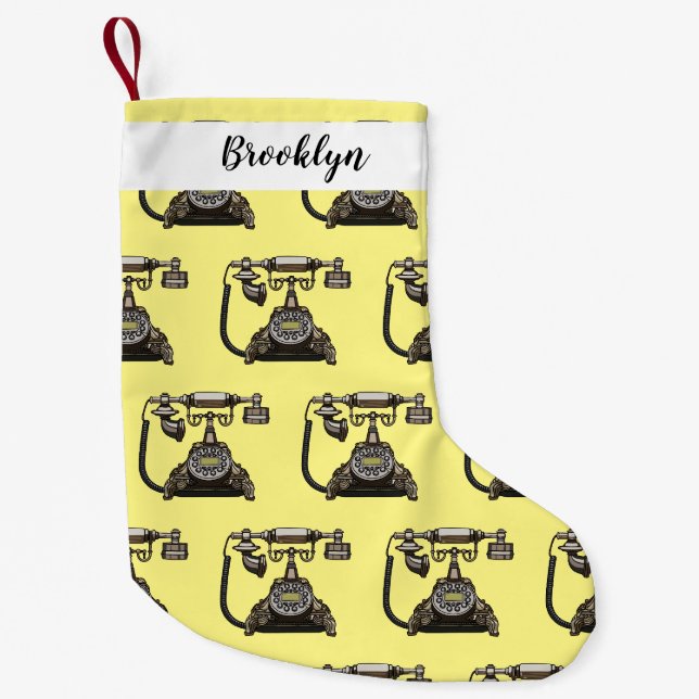 Telephone cartoon illustration small christmas stocking (Front)