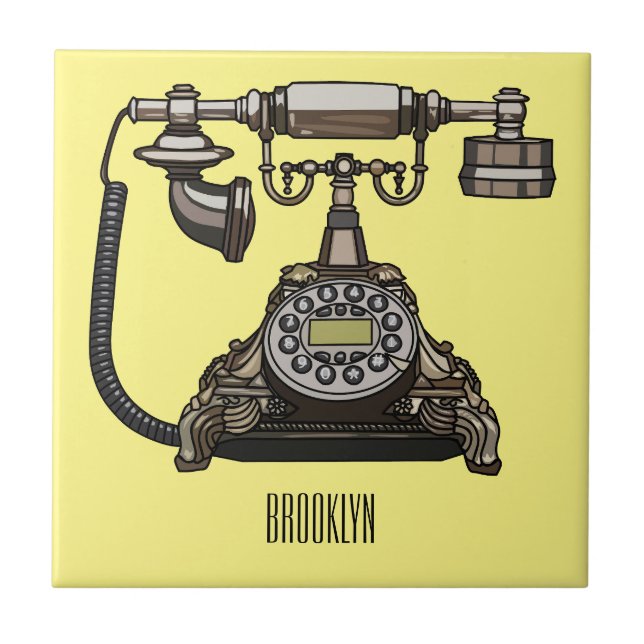 Telephone cartoon illustration tile (Front)