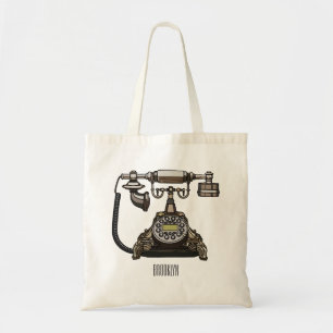Telephone cartoon illustration tote bag