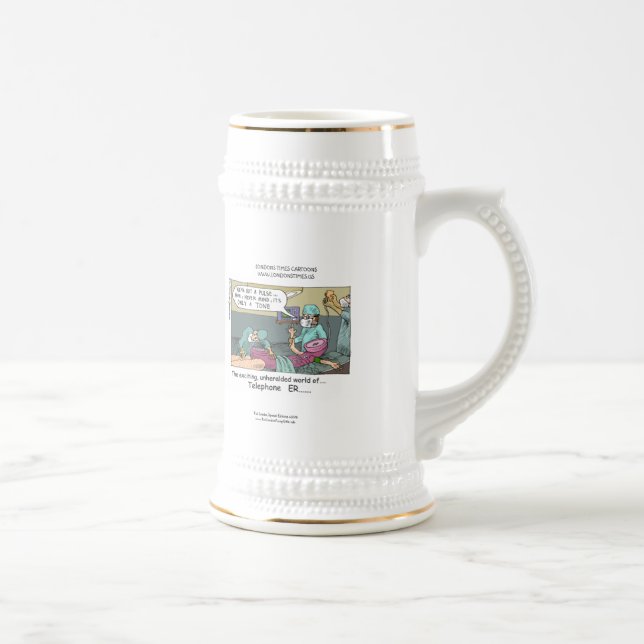 Telephone Code Blue Cartoon Funny Beer Stein (Right)