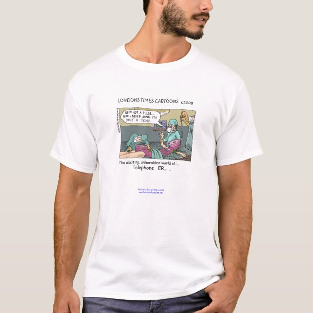 Telephone Code Blue Cartoon Funny Men's Tee (Front)