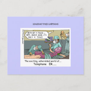 Telephone Code Blue Cartoon Funny Postcards