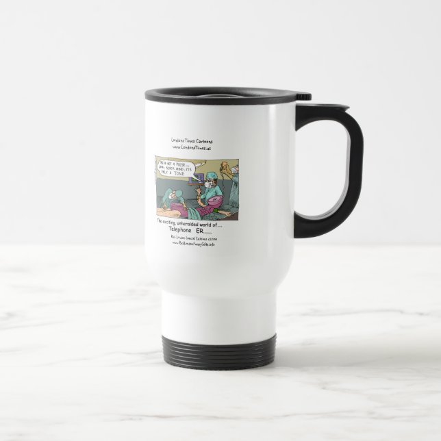 Telephone Code Blue Cartoon Funny Travel Mug (Right)