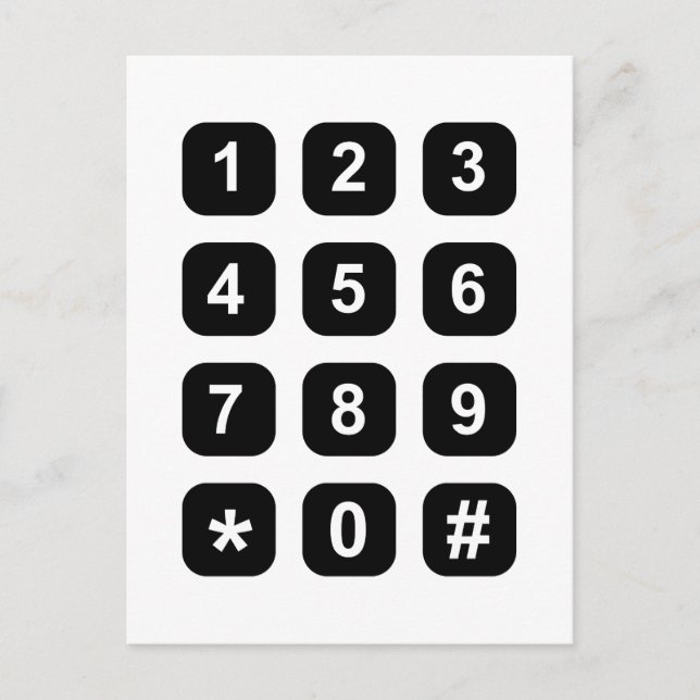Telephone dial numbers postcard (Front)