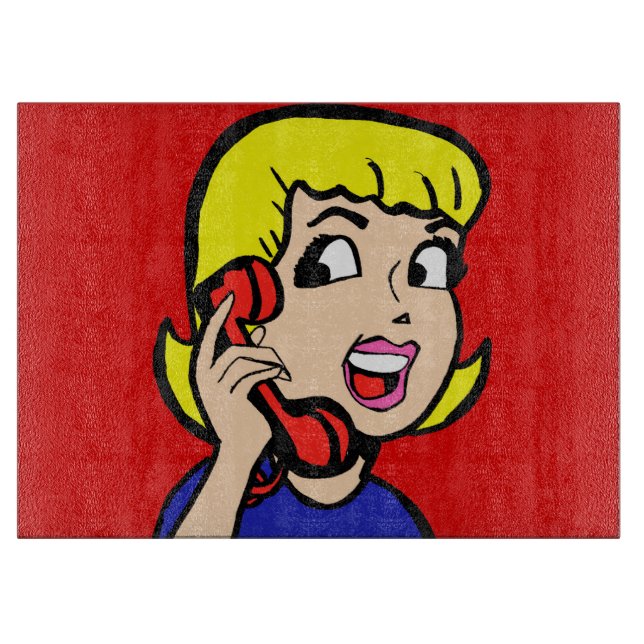 Telephone Girl Comic Strip Cutting Board (Front)