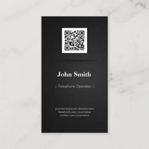 Telephone Operator - Elegant Black QR Code Business Card