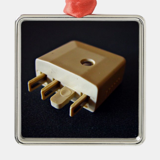 Telephone plug to standard RJ-11 adaptor Metal Ornament (Front)