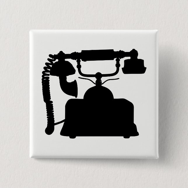 Telephone Silhouette 2 Inch Square Button (Front)