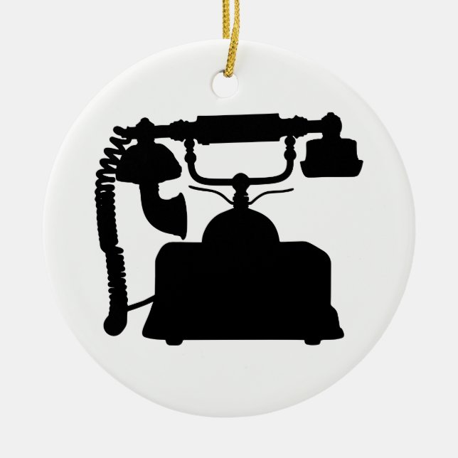 Telephone Silhouette Ceramic Ornament (Front)