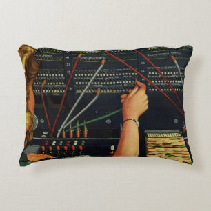 Telephone Switchboard Operator, Vintage Business Accent Pillow