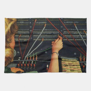 Telephone Switchboard Operator, Vintage Business Kitchen Towel