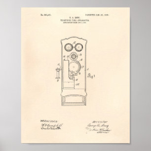 Telephone Toll 1906 Patent Art Old Peper Poster