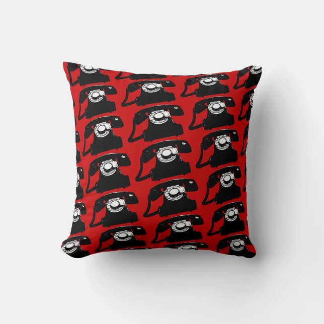 Telephones retro pattern throw pillow (Front)