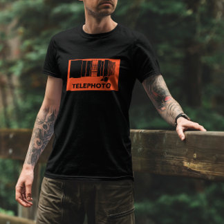 Telephoto lens graphic on orange background T-Shirt
