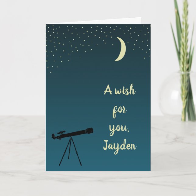 Telescope and Night Sky Astronomy Themed Card (Front)