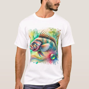Telescope fish 110924AREF139 - Watercolor T-Shirt