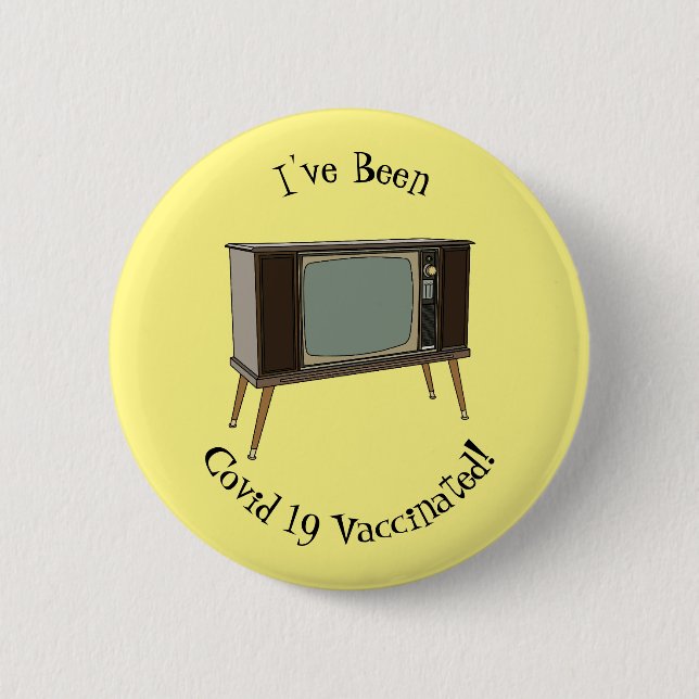 Television cartoon illustration 2 inch round button (Front)