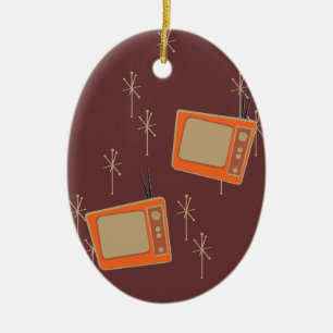 Television Makes Everyone Happy! Falling TVs Ceramic Ornament