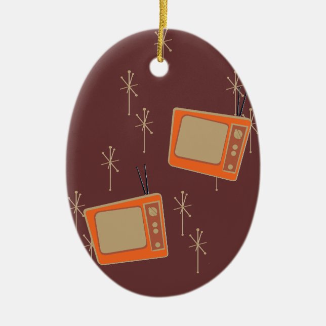 Television Makes Everyone Happy! Falling TVs Ceramic Ornament (Front)