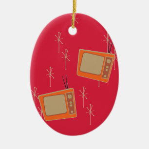 Television Makes Everyone Happy! Falling TVs Ceramic Ornament