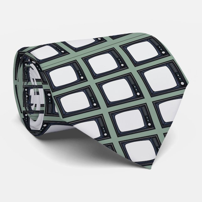 Television Old Classic Retro TV Pattern Tie (Rolled)