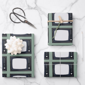 Television Old Classic Retro TV Pattern Wrapping Paper Sheet