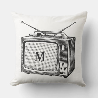 Televisor Vintage Illustration Monogram O Pillow