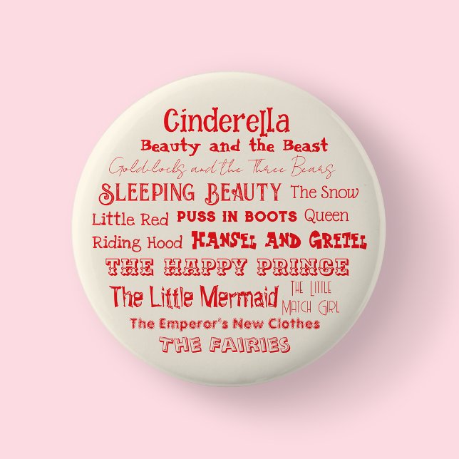 Tell a Fairy Tale Day Badge/ 2 Inch Round Button (Cream Fairy Tale Badge/Button)
